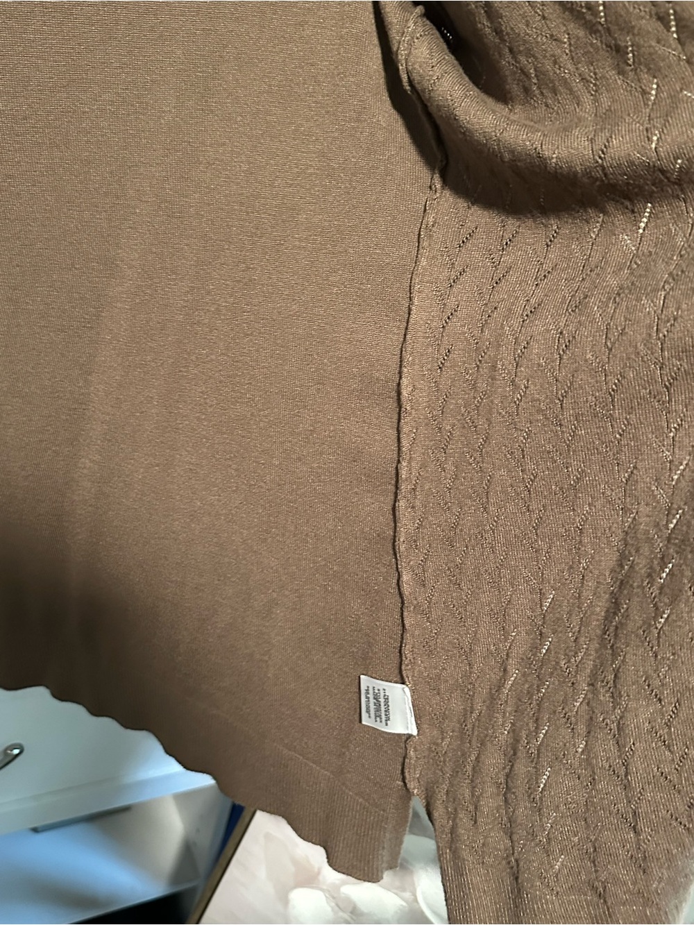 Taupe Brown Open Front Textured Cardigan Long Sleeve Career Workwear size Medium - Picture 6 of 10